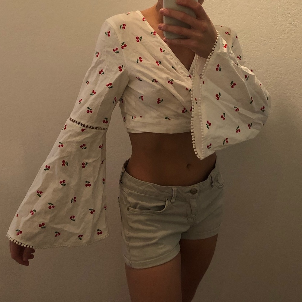 Cherry Summer Crop Tie Top